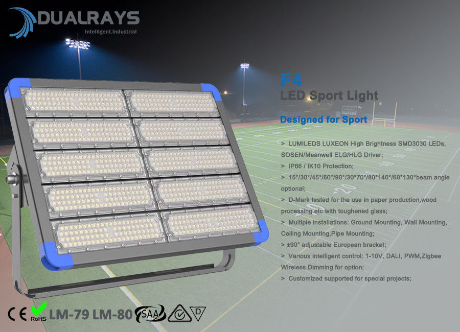 300 Watts LED Sports Ground Floodlights Modular Structure Design Especially for Sport Lighting