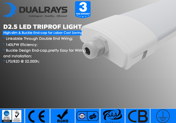 Industrial IP66 LED Tri Proof Light Emergency 0-10V DALI Dimming Optional CCT3000K-6500K