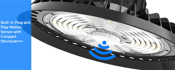 5 Years Warranty No UV or IR UFO LED High Bay Light CE CB SAA TUV GS With Pluggable Motion Sensor