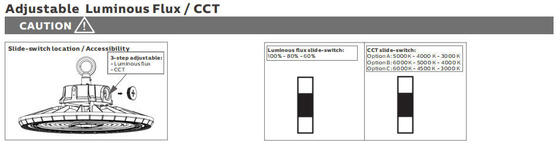HB2 DIP Switchable Power and 3CCT UFO LED High Bay Light 100W 150LPW with Emergency function optional