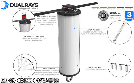 15W LED Portable Work Light with IP69K Protection and AC/DC24-42V Operation for Marine and Temporary Applications
