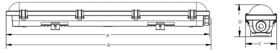 DUALRAYS LIGHTING D1H IP66/IK10 LED Moisture-proof Light Fixture with 0-10V DALI Emergency Microwave Sensor Optional
