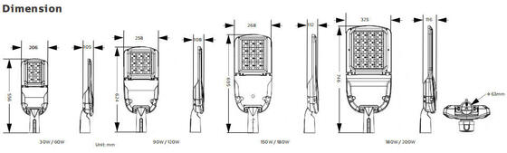 30W S3 LED Street Lamps with smart lighting IP66 160LPW 7 years guarantee