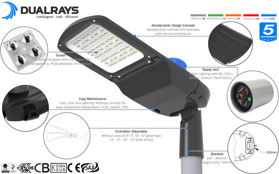 30W S3 LED Street Lamps with smart lighting IP66 160LPW 7 years guarantee