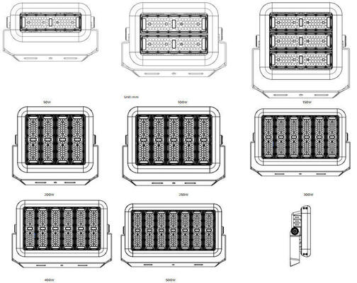 SMD3030 800W Waterproof Led Flood Lights Symmetrical 20° Led Basketball Court Lighting