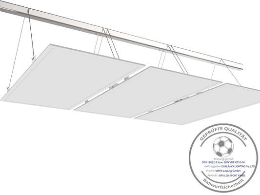 ISP5 600x1200mm LED Sport Panel with URG<22 150LPW Efficiency for Tennis Court utilizes 24 to 80PCS sports panels per playing area
