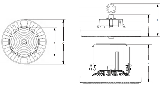 50W 60W 80W 4000K PC Lens IP65 IK08 7 Year Warranty Factory Warehouse DUALRAYS LIGHTING HB4H UFO LED High Bay Light