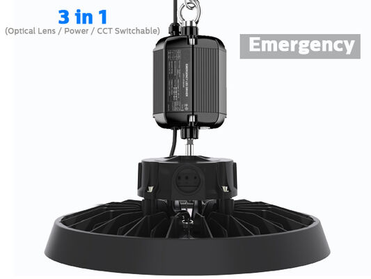 SMD5050 PC Lens IP66 IK08 7-Year Warranty 200lm/W Liteon 100-200W 3CCT 60/90° Warehouse Industrial DUALRAYS LIGHTING HB5 UFO LED High Bay Light