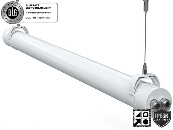 IP69K IK10 TB7 LED Tubular Light Anto-UV Ammonia For Food Processing Plant with 3-phase changing