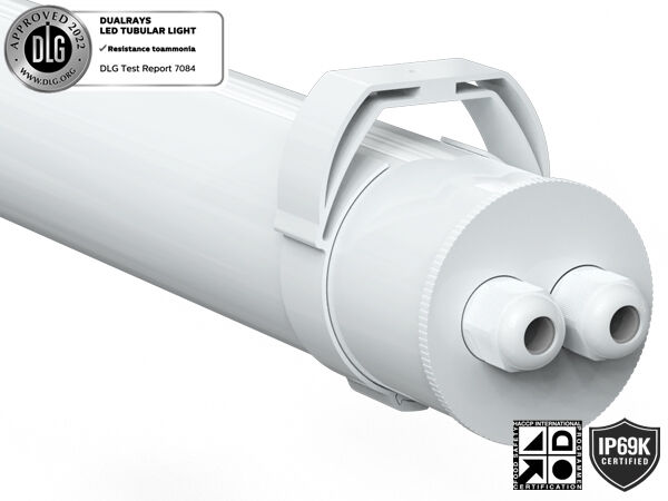 IP69K IP66 TB7 Super LED Tubular Light with DIP Switchable Power/3CCT/3-phase and 3/5 wiring-through