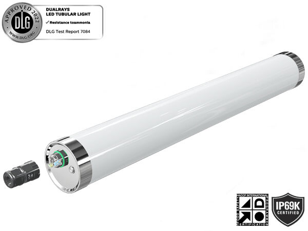 1.2m 40W IP69K IK10 TB6 LED Tubular Light Anto-UV Ammonia For Animal Stable Warehouse and Car Washing Place