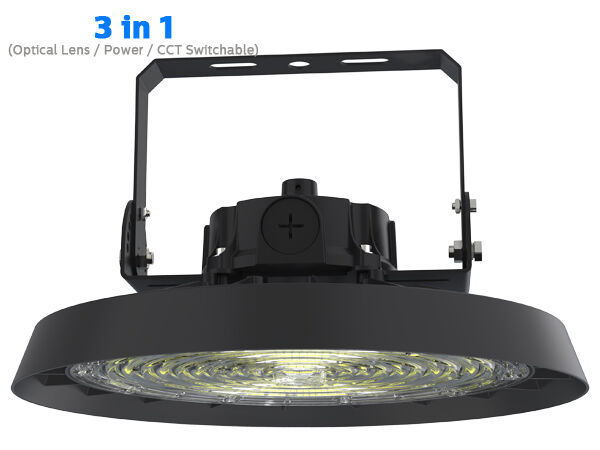 5 Year 100W 150W 200W 150lm/W 5000K IP65 PF0.95 Aluminum Motion Sensor Warehouse Industrial DUALRAYS LIGHTING HB5 UFO LED High Bay Light