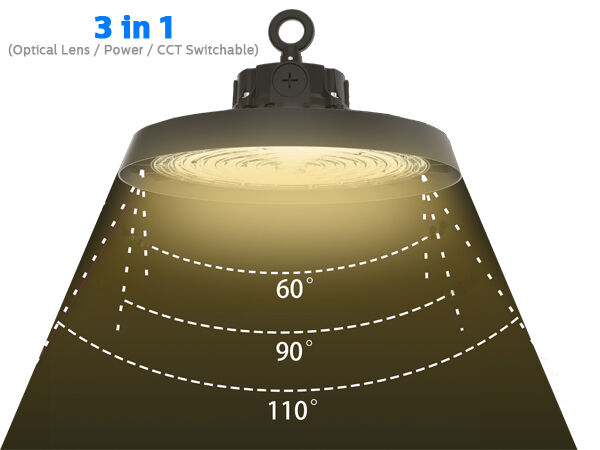 DUALRAYS LIGHTING HB5 All-in-One 240W LED UFO High Bay Light 3 CCT & Wattage Adjustable IP65 0-10V Dimmable Warehouse Light with Plug-and-Play Sensor