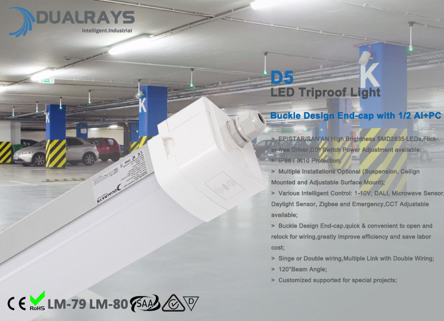 Multiple Linkable with Double Wiring LED triproof light with Emergency LED Retrofit 5W or 10W at 3 Hours