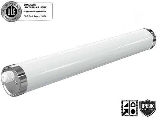 120° 200° 280° 360° Beam Angle IP69K IP67 TB6 LED Tubular Light with 130LPW 160LPW for Food Processing Plant Lighting
