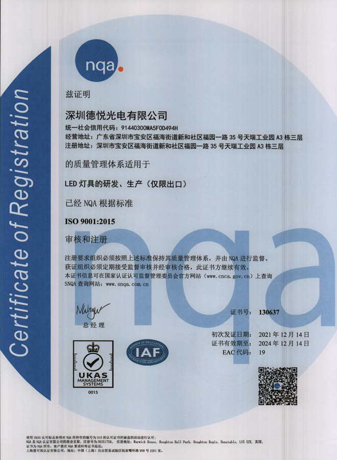 China DUALRAYS LIGHTING Co.,LTD. Certification